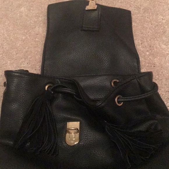 Urban Outfitters Black Leather Backpack